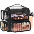 TANTO Large Clear Makeup Brush Bag with Adjustable Dividers, Black