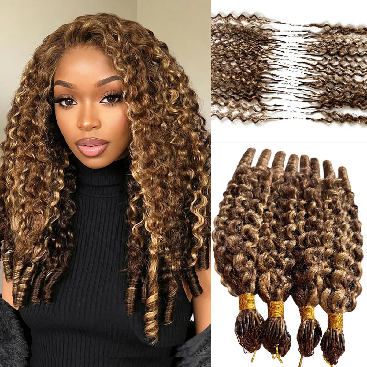 Pre-Separated Burmese Curly Human Hair Crochet Extensions
