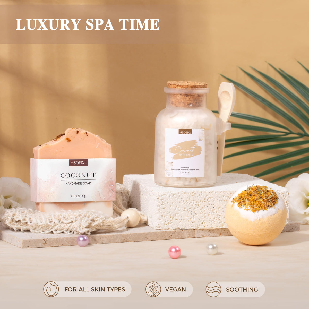 12-Piece Coconut Spa Gift Set for Women, Relaxing Self-Care Kit