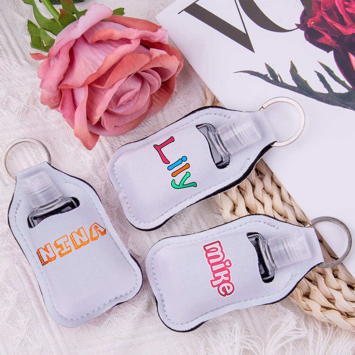 Duufin 60-Piece Refillable Travel Bottles and Keychain Holder Set