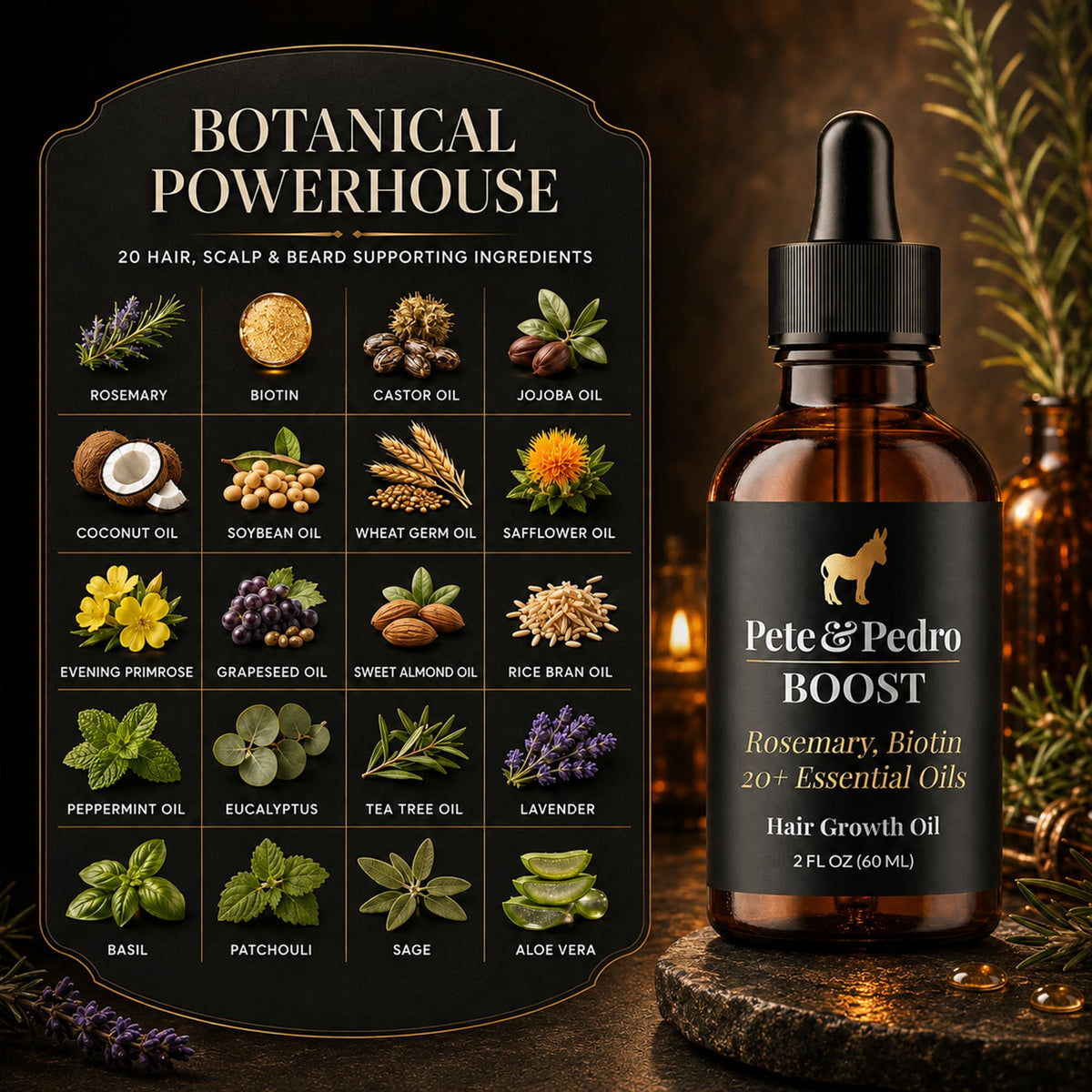 Pete & Pedro BOOST Hair & Beard Strengthening Growth Serum Oil