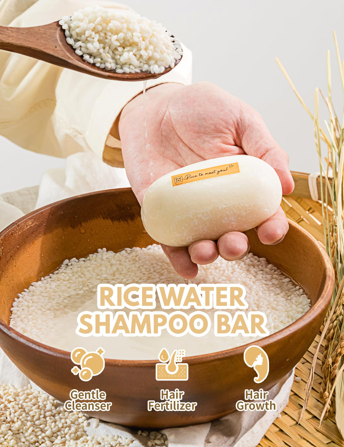 mimosu Rice Water Shampoo Bar & Apple Cider Vinegar Hair Rinse Set