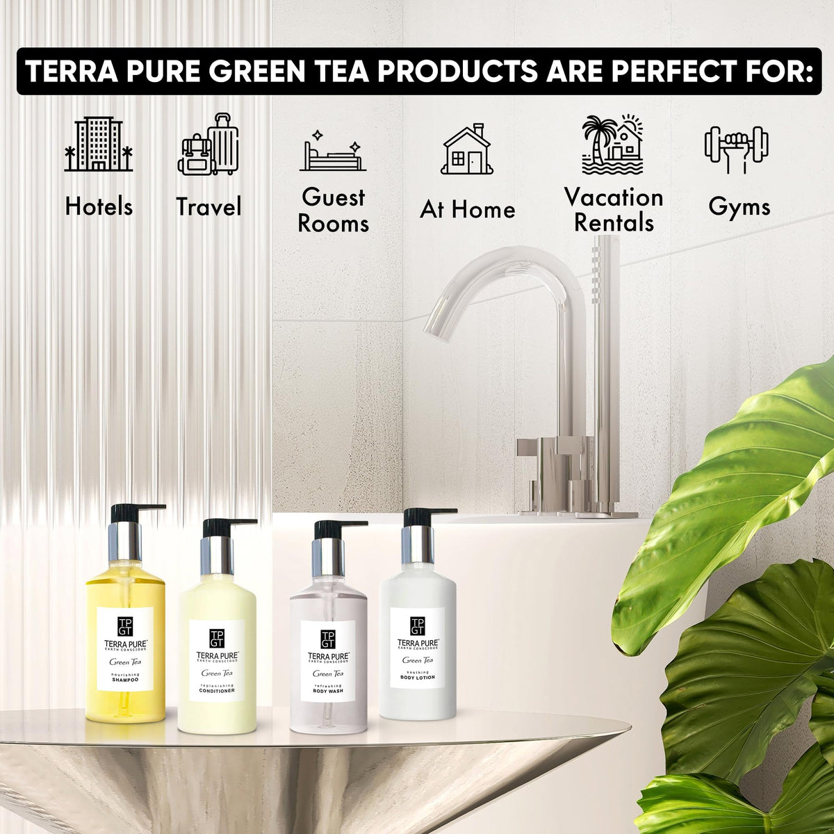1-Shoppe Terra Pure Green Tea 4-Piece Hotel Toiletry Amenities Kit
