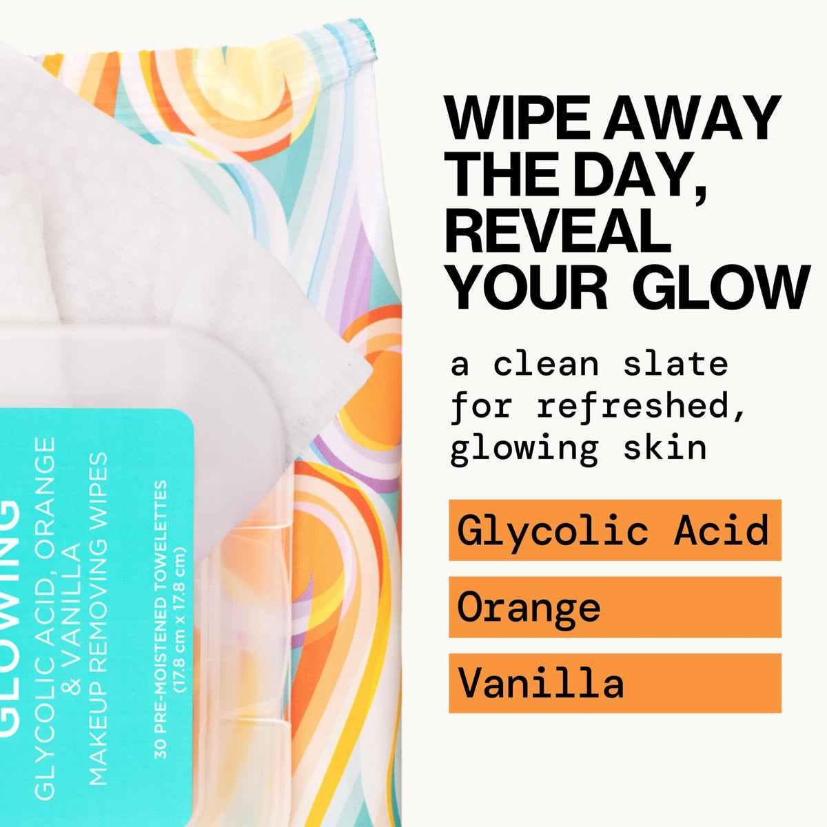 Pacifica Vegan Face Cleansing & Makeup Remover Wipes with Glycolic Acid