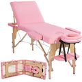 Topeakmart 3-Section Folding Massage Bed with Adjustable Backrest