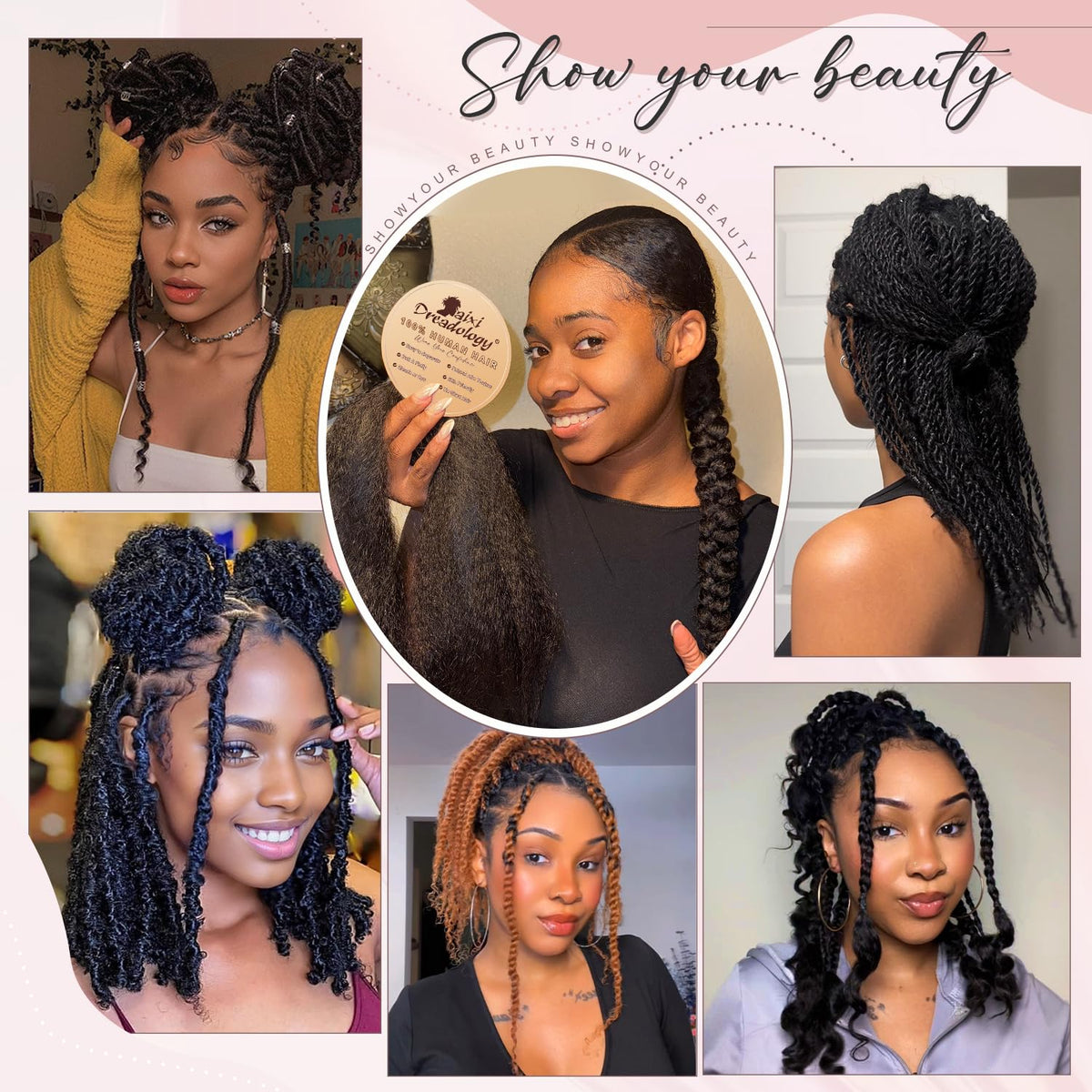 DAIXI 1B Pre-Stretched Afro Kinky Human Hair Braiding Extensions