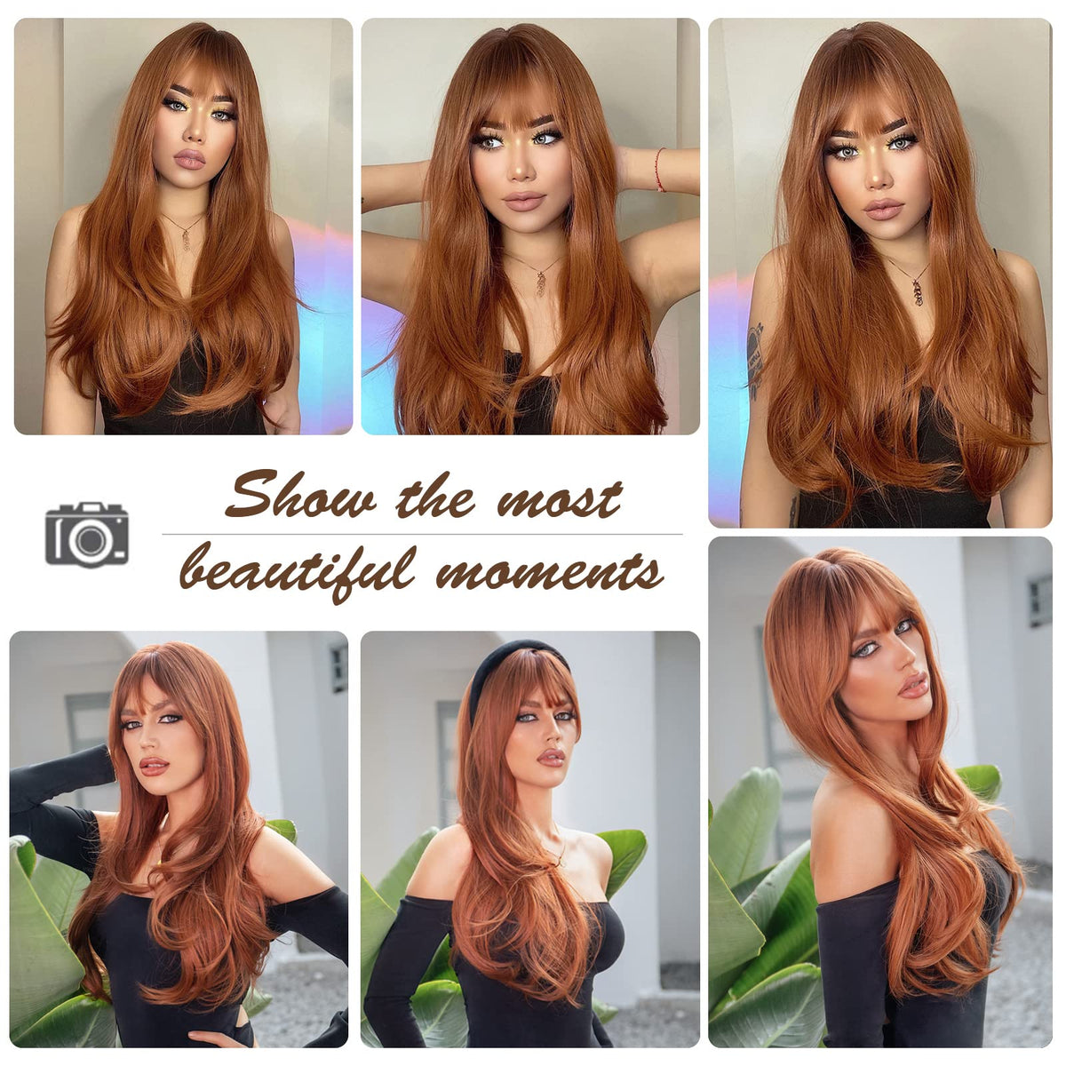 HAIRCUBE Long Layered Curly Synthetic Wig with Bangs