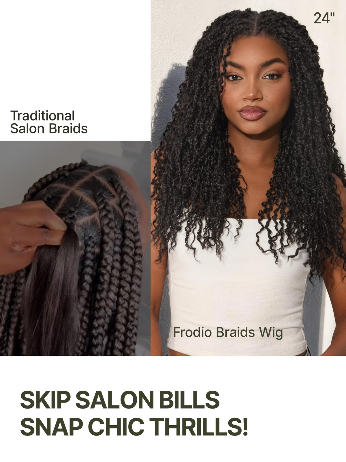 Frodio 24 Inch Boho Twist Curly Synthetic Wig with 13x6 HD Lace