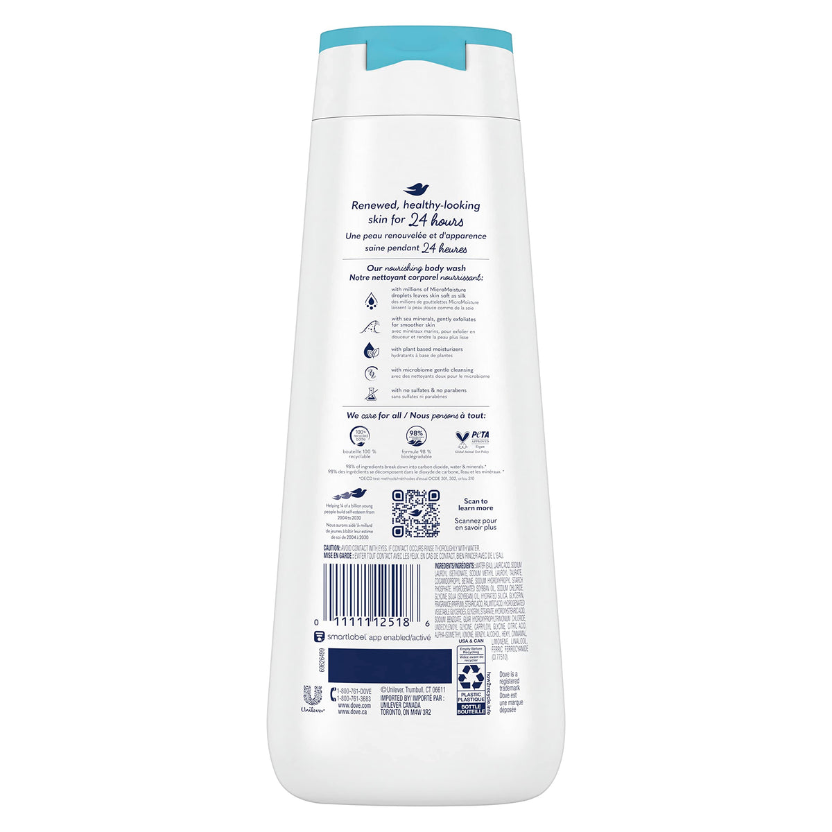 Dove Gentle Exfoliating Body Wash with Sea Minerals, 4 Count, 20 oz