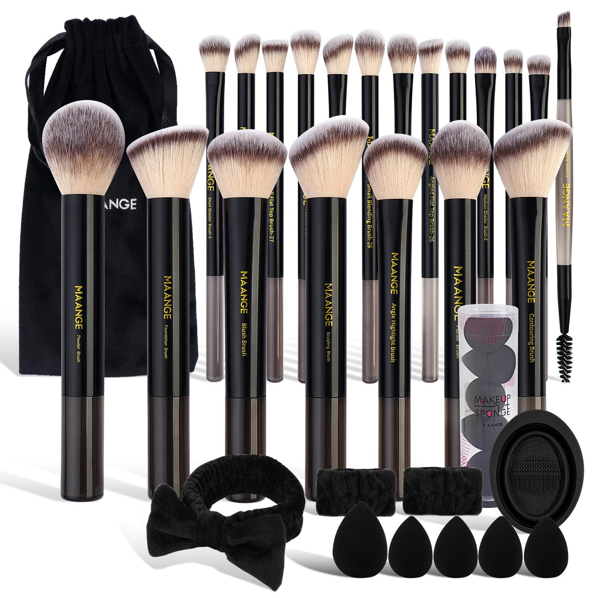 MAANGE Makeup Brush and Beauty Tool Set with Bag
