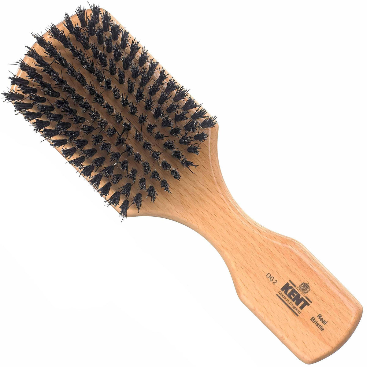 Kent OG2 Beechwood Hair Brush with Natural Boar Bristles