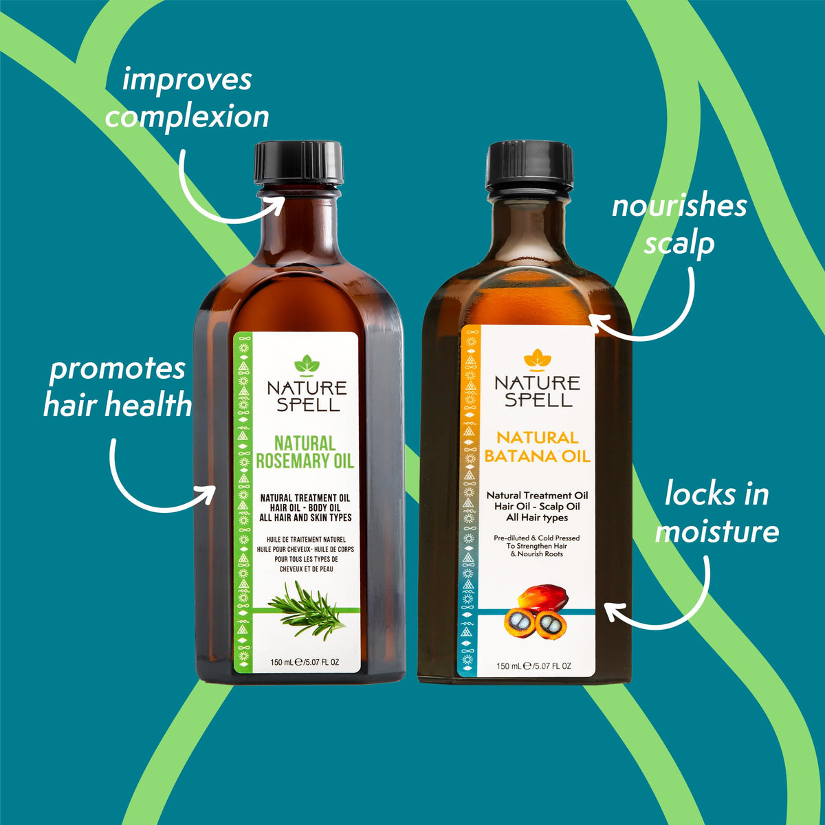 Nature Spell Hair Growth Duo with Pre-Diluted Rosemary & Batana Oils