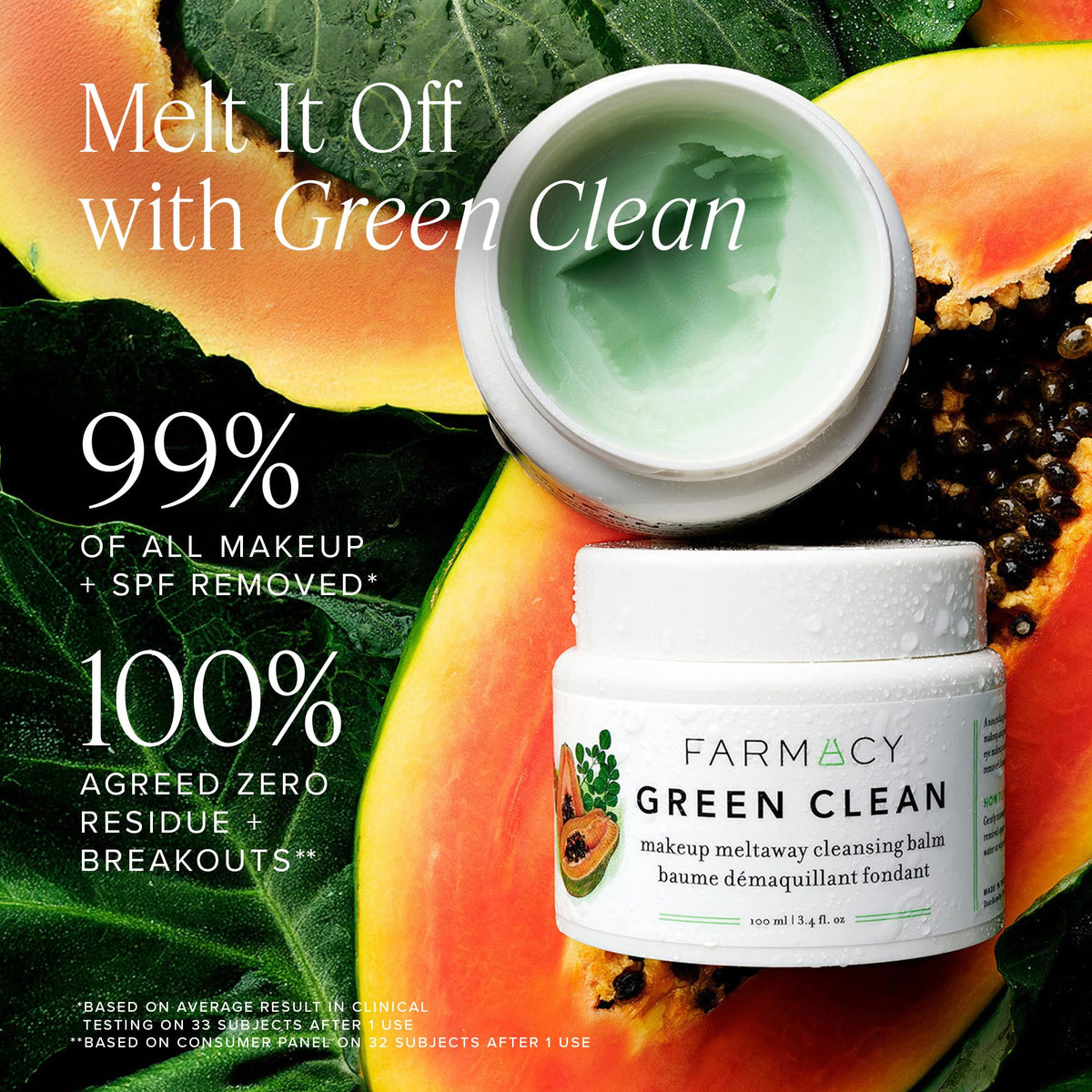 Farmacy Green Clean Cleansing Balm Makeup Remover Bundle, 50ml 2 Count