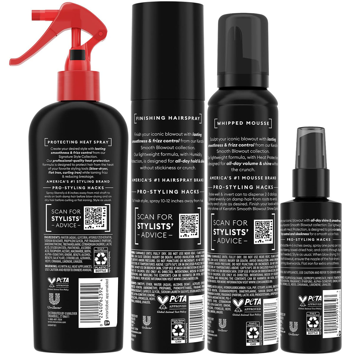 TRESemmé Keratin Smooth Blowout Hair Styling Bundle with Mousse and 3 Sprays
