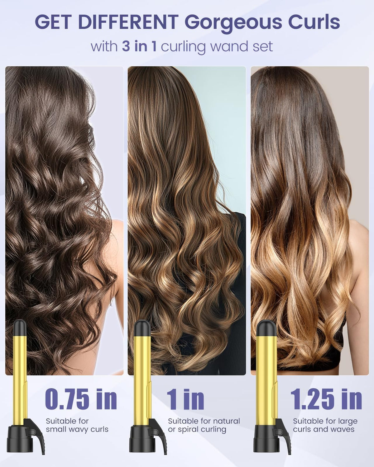 Automatic Rotating Curling Iron Set with 3 Ceramic Barrels