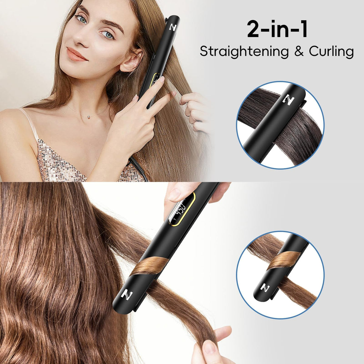 Nicebay Titanium Hair Straightener and Curler 2-in-1