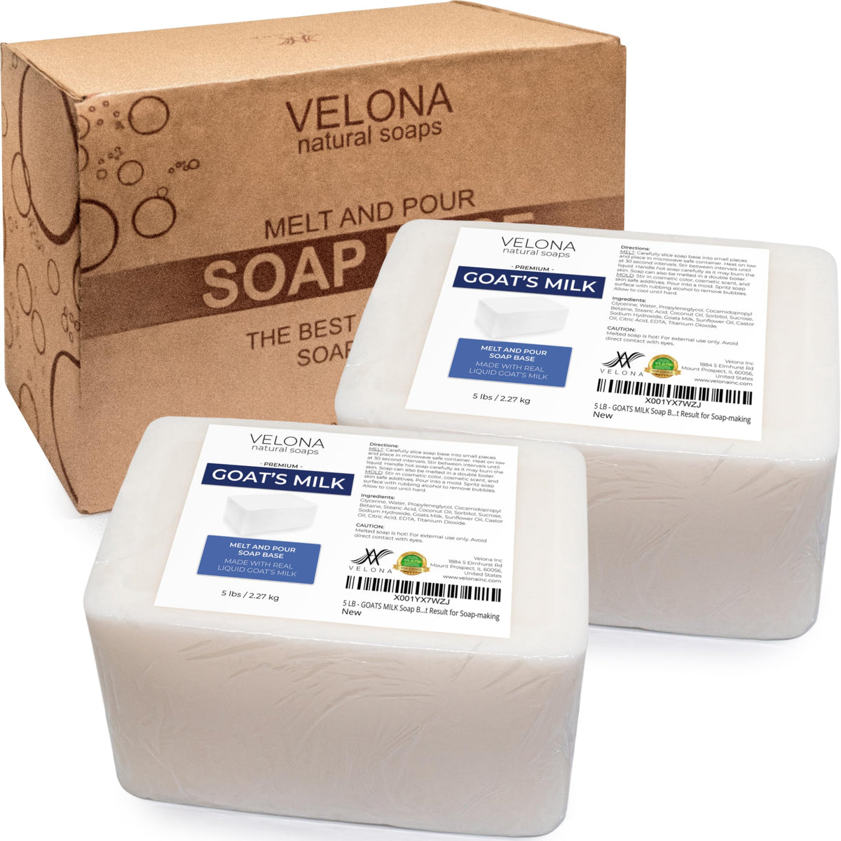 Velona Goat Milk Soap Base, Melt & Pour, SLS/SLES Free, 160 Ounce