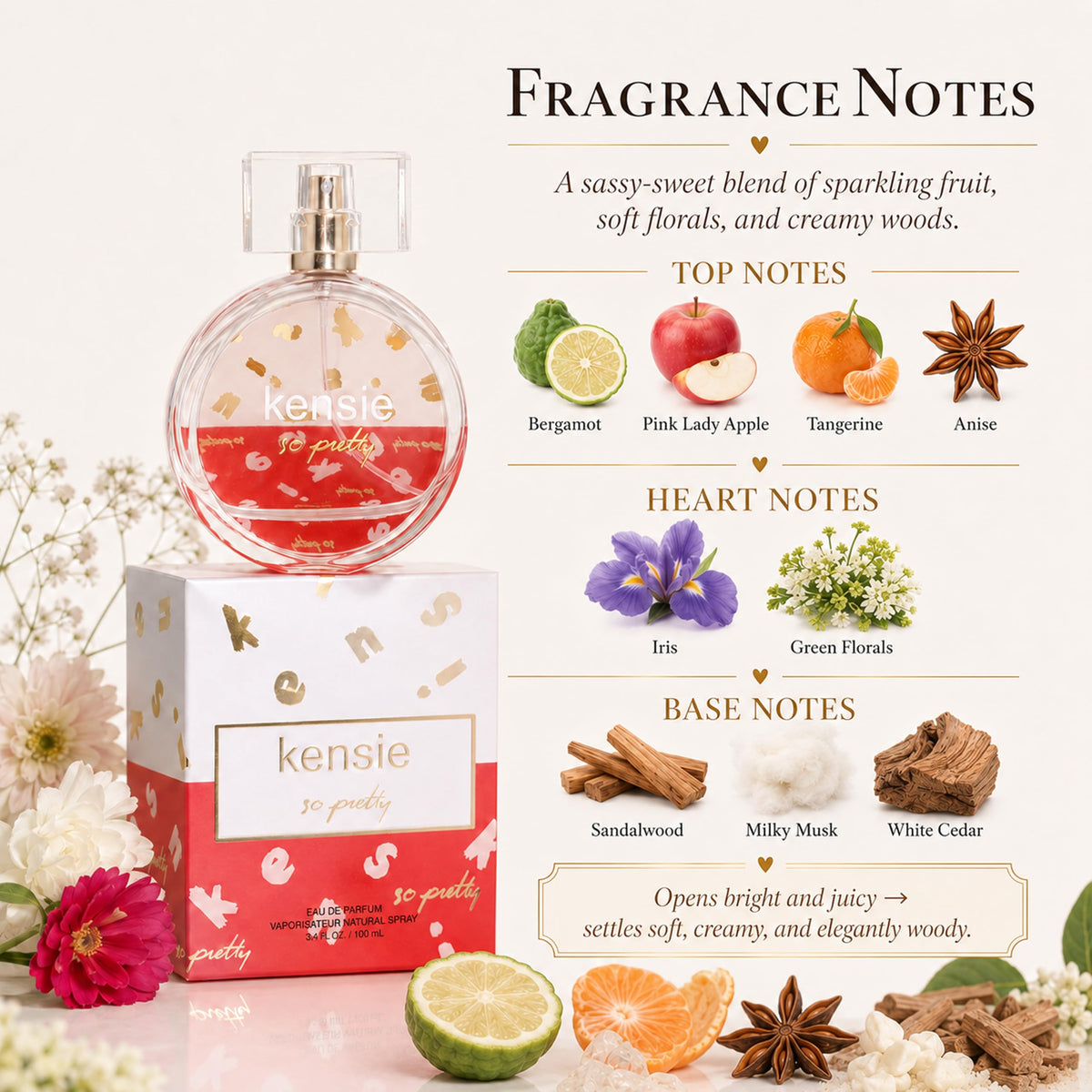 kensie So Pretty Eau de Parfum for Women, 3.4 Fl Oz