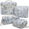 VIWIME Quilted Cotton Makeup Cosmetic Bag Travel Organizer