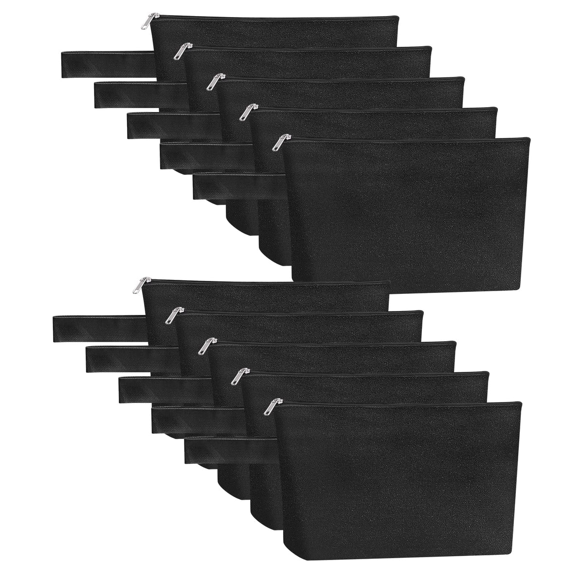 10-Piece 12oz Cotton Canvas Zipper Pouch Set, Blank DIY Organizer Bags
