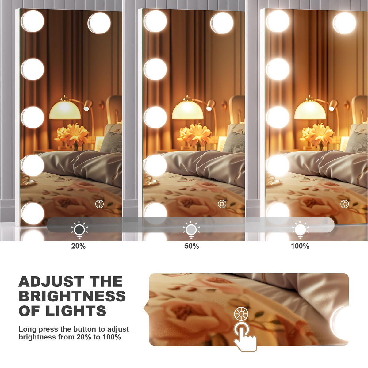 Hasipu Hollywood Vanity Mirror with Lights, 10X Magnification, 17.7 x 13.8 Inch