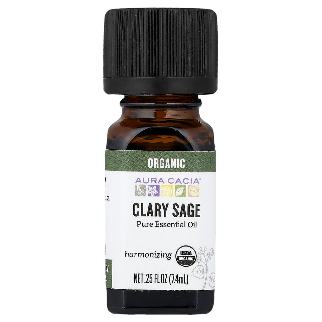 Aura Cacia, Pure Essential Oil, Organic Clary Sage, 0.25 fl oz (7.4 ml)