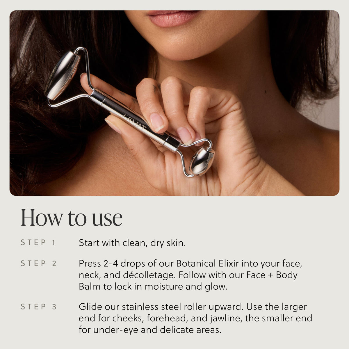 TALOVA 304-Grade Stainless Steel Facial Roller for Face, Eyes & Neck