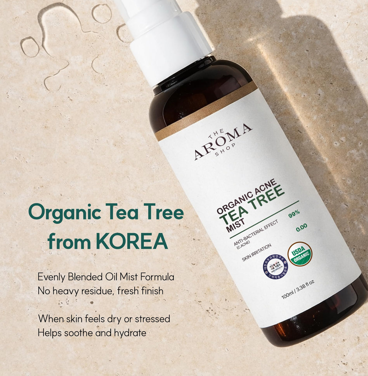 USDA Certified Organic Tea Tree Mist Face & Body Spray