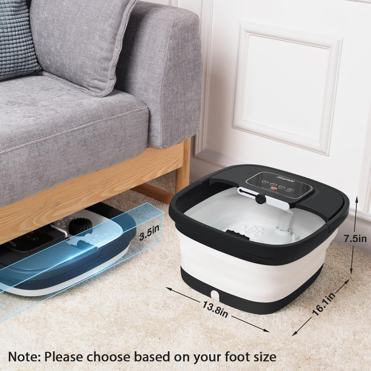 HOSPAN Collapsible Foot Spa with Heat, Bubbles, Red Light and Shiatsu Massage