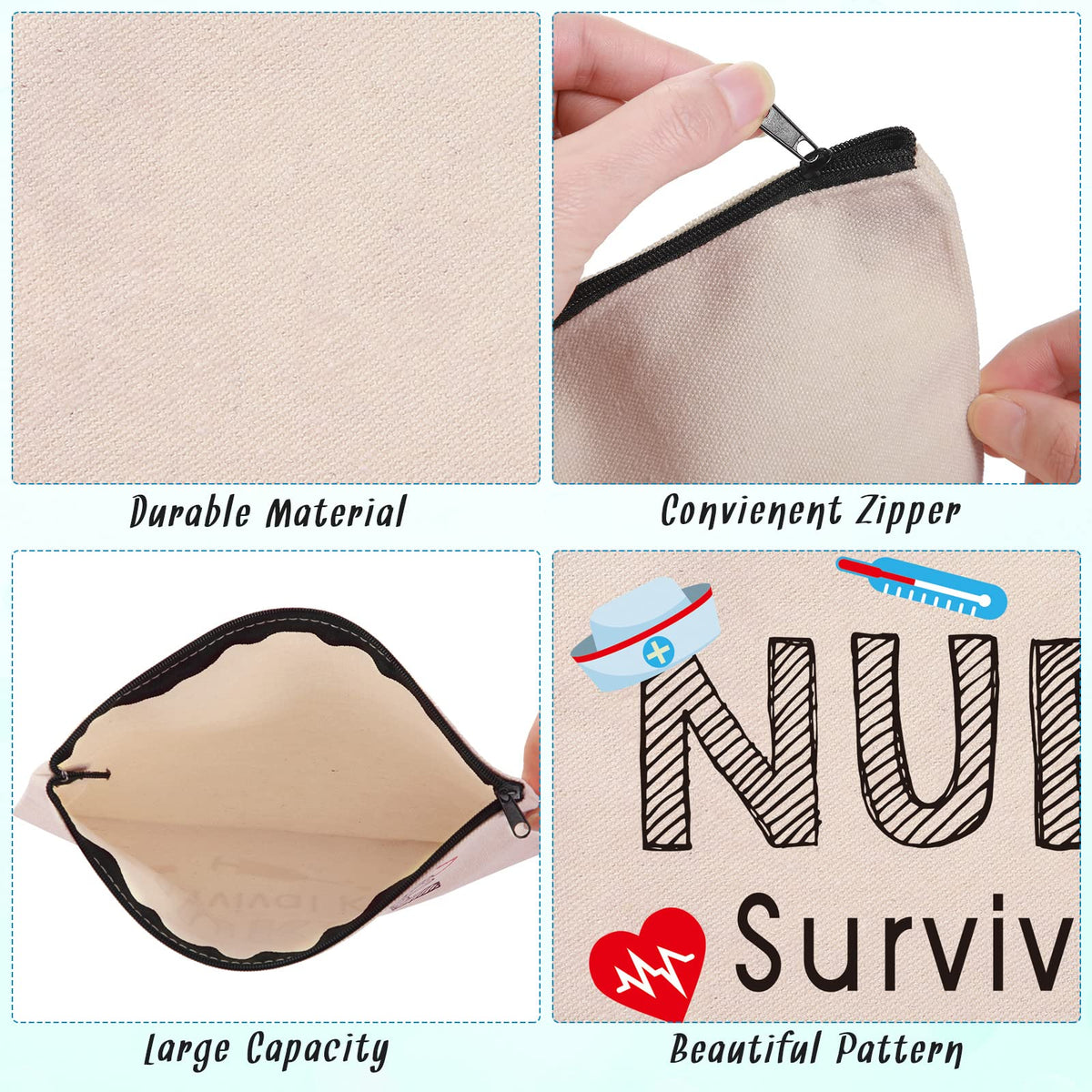 Saintrygo Nurse Survival Kit Canvas Cosmetic Bags, 20-Piece Set