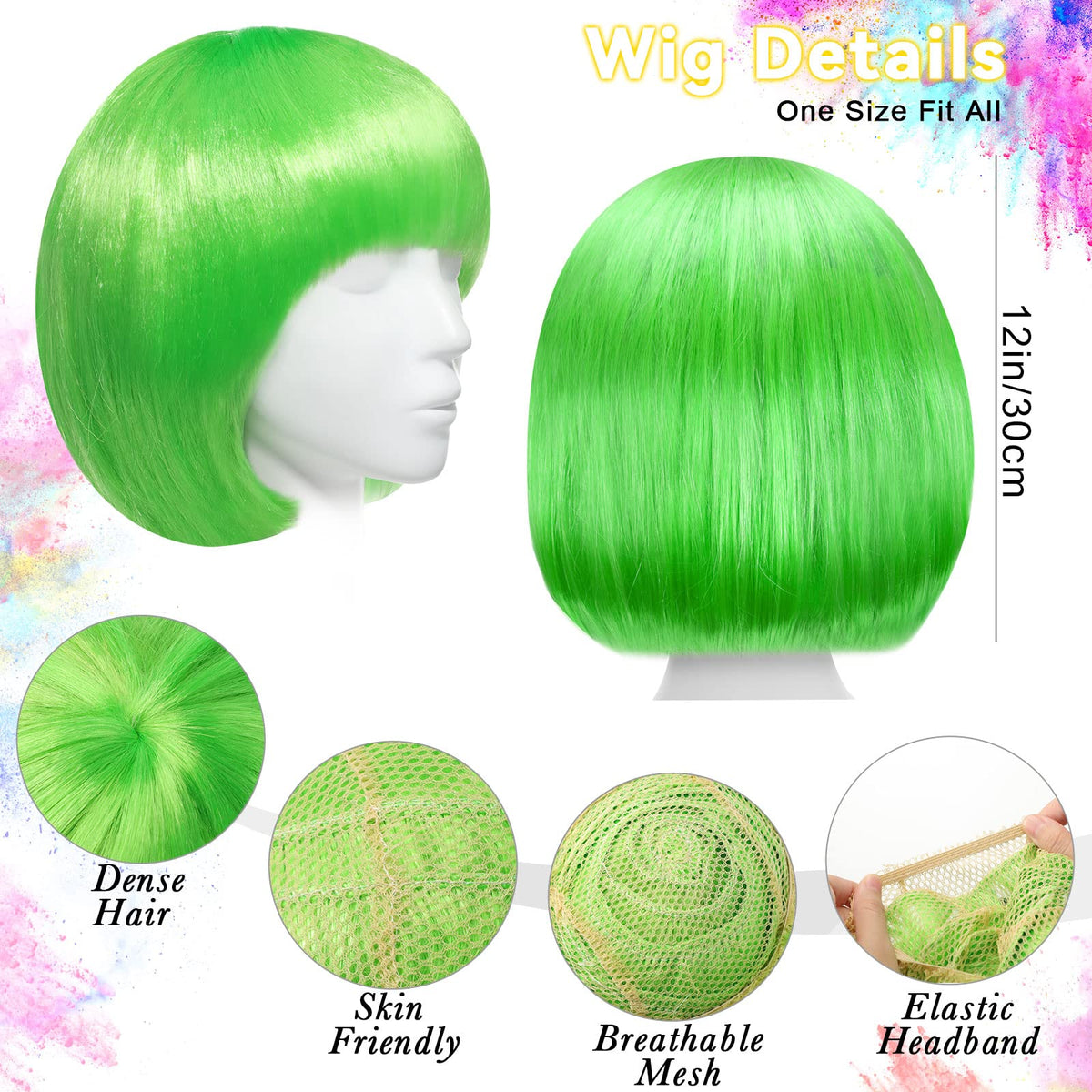 MTLEE Party Wigs and Heart-Shaped Sunglasses Set