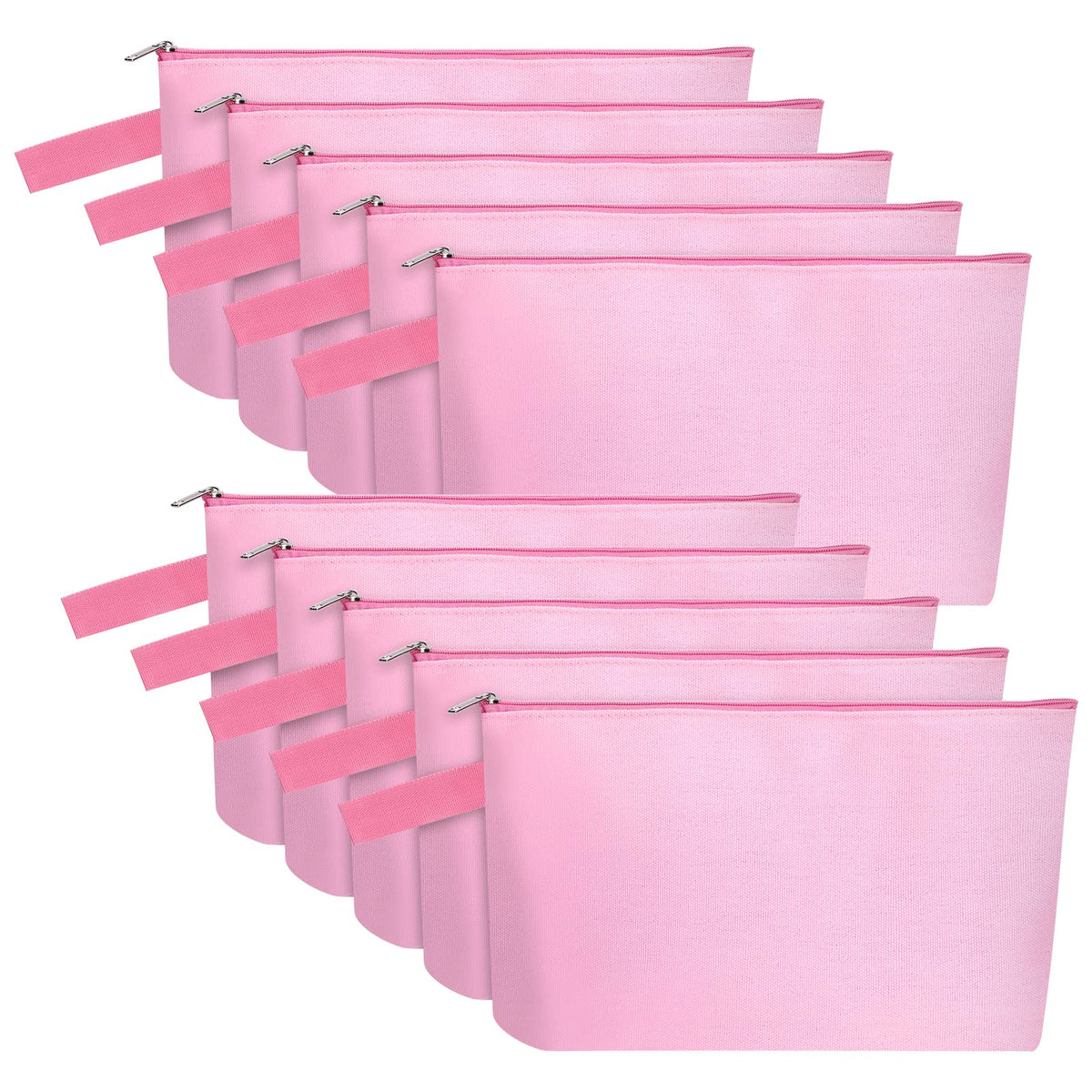10-Piece 12oz Cotton Canvas Zipper Pouch Set, Blank DIY Organizer Bags