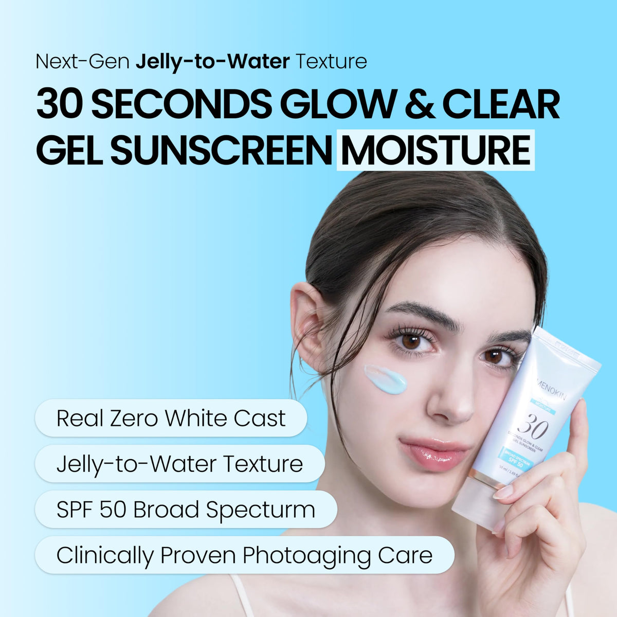 MENOKIN 30 Seconds Glow & Clear Gel Sunscreen SPF 50