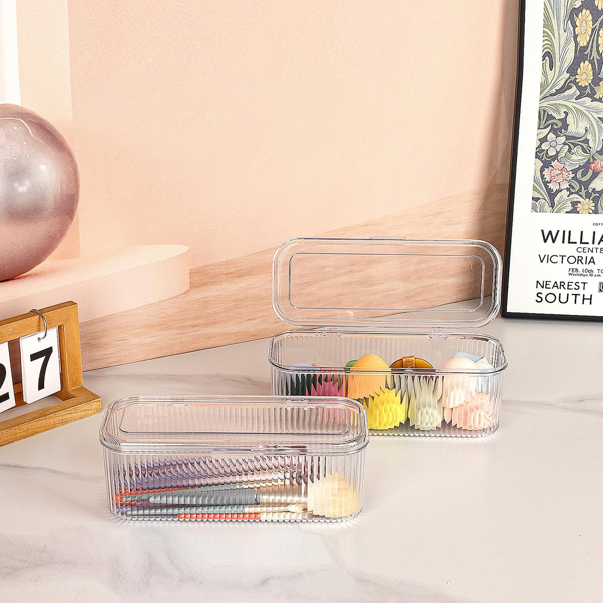 JessLab Clear Makeup Brush Holder Organizer with Lid