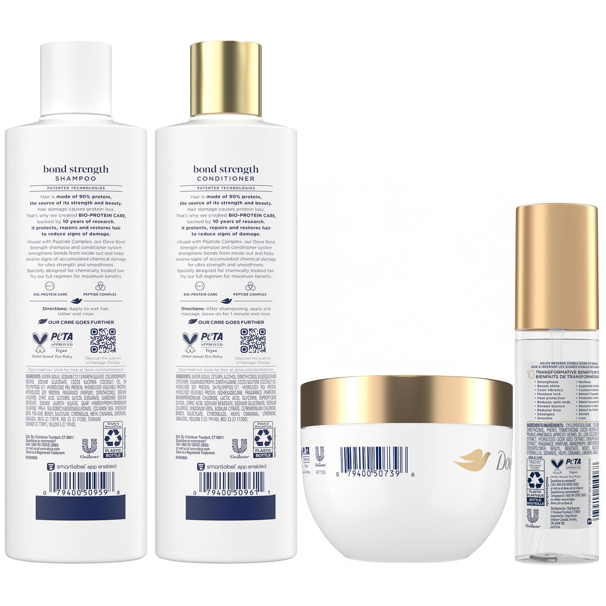 Dove Bond Strength Damage Therapy Hair Repair System, 4-Piece Set
