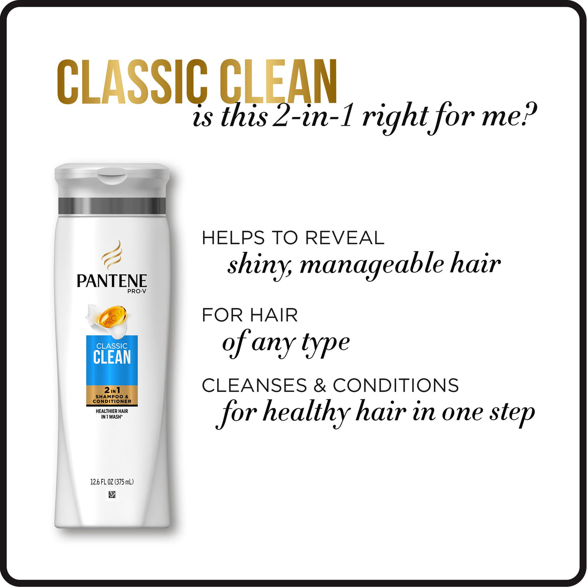 Pantene Pro-V Classic Clean 2-in-1 Shampoo & Conditioner, 30.4 fl oz