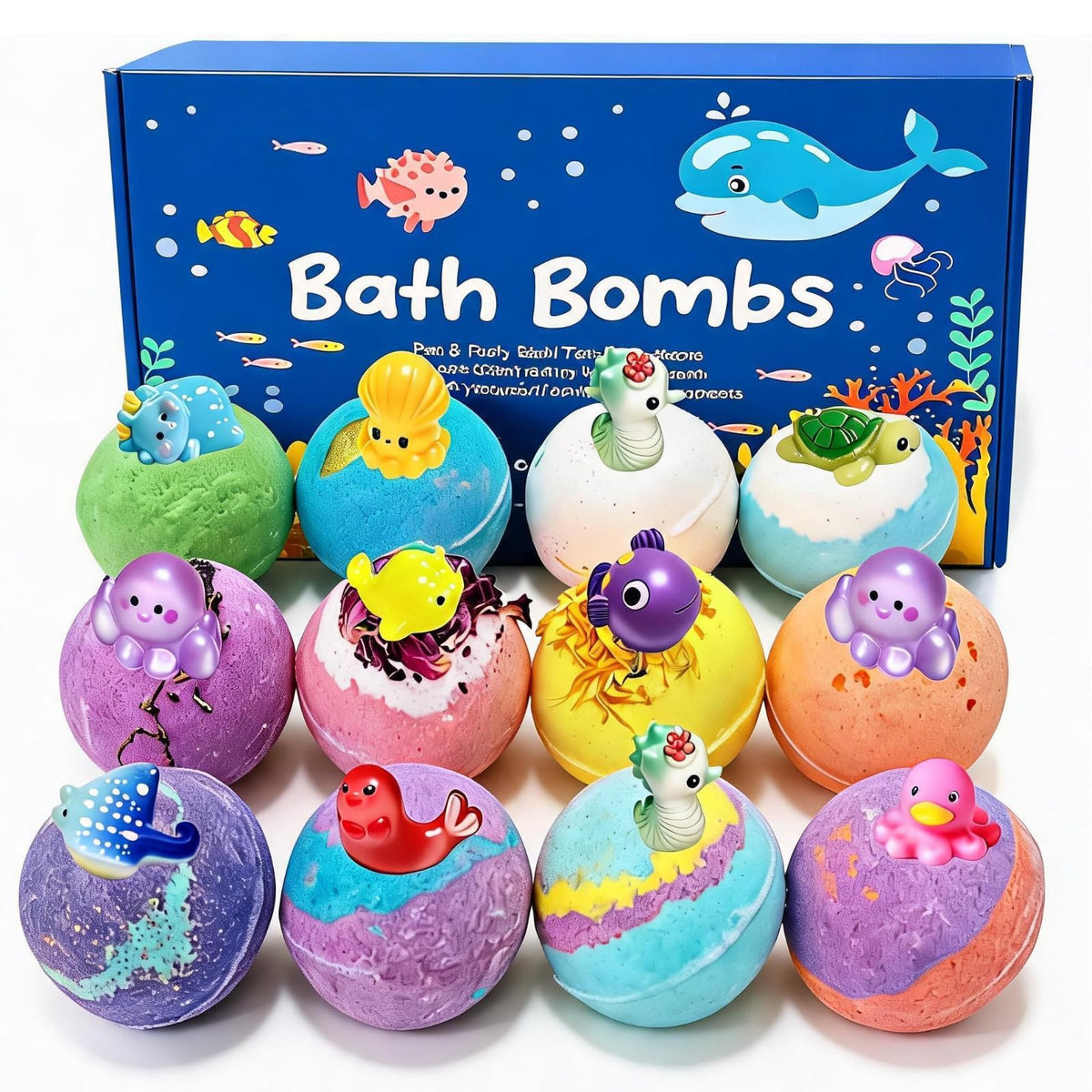 12-Pack 2.1 oz Shea Butter Bath Bomb Gift Set with Hidden Keepsakes