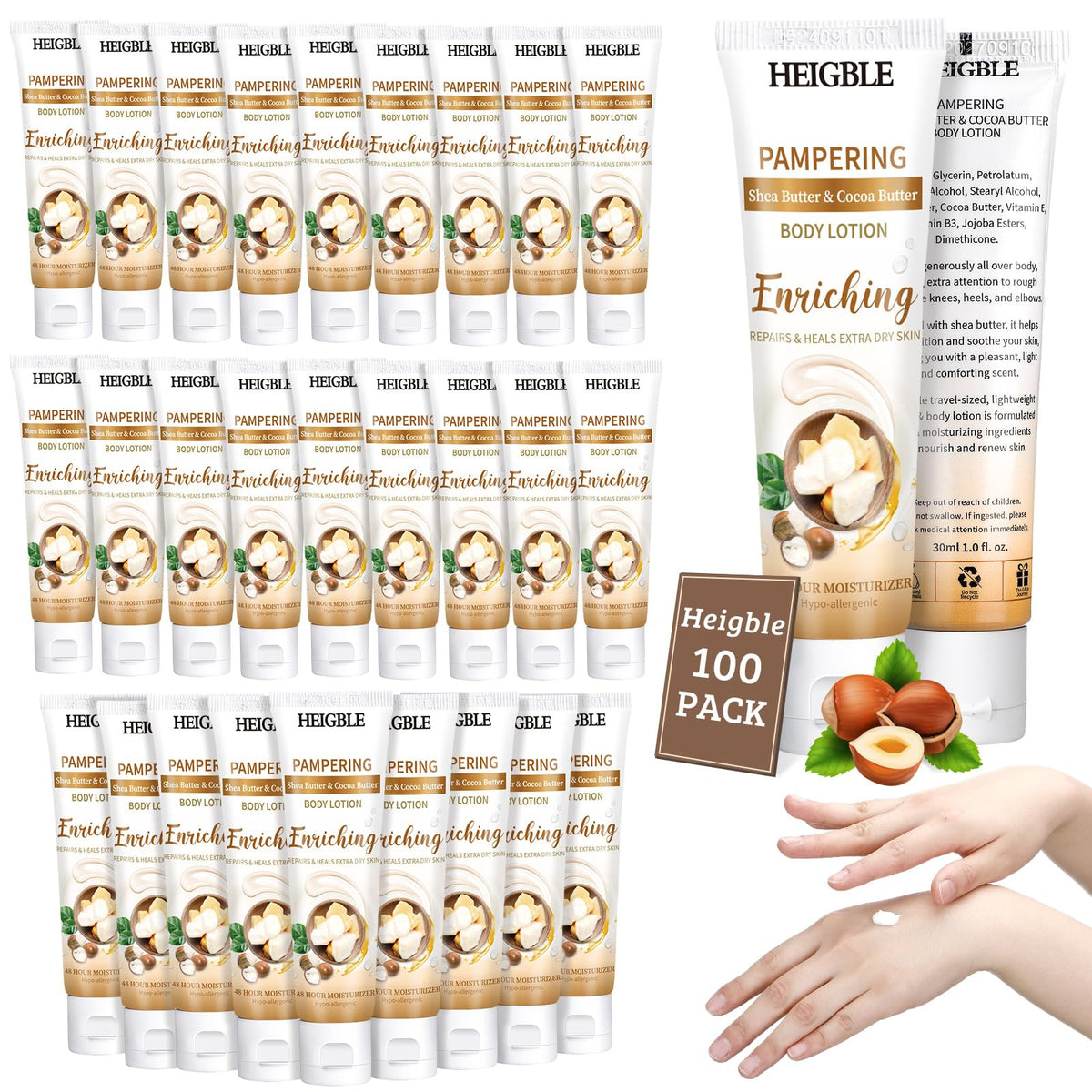100 Pack Travel Size Body Lotion, 1 oz Dry Skin Moisturizer