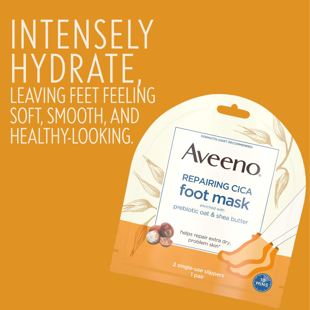 Aveeno Repairing CICA Foot Mask with Prebiotic Oat and Shea Butter