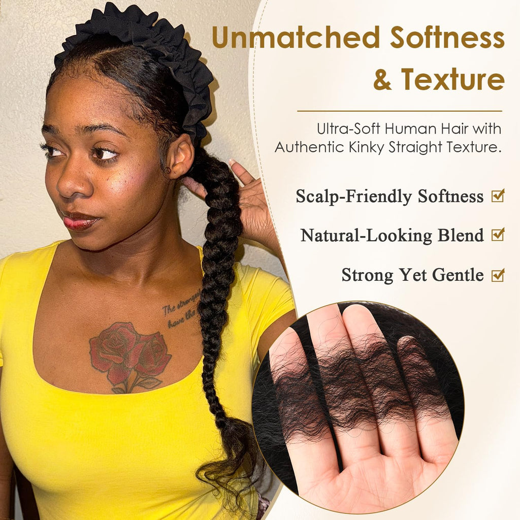 DAIXI 1B Pre-Stretched Afro Kinky Human Hair Braiding Extensions