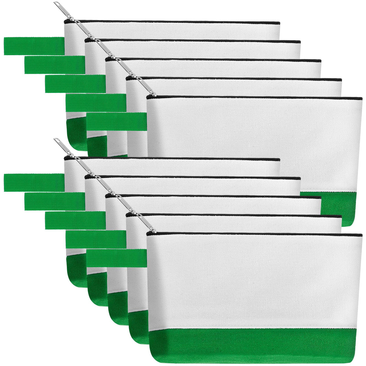 10-Piece 12oz Cotton Canvas Zipper Pouch Set, Blank DIY Organizer Bags