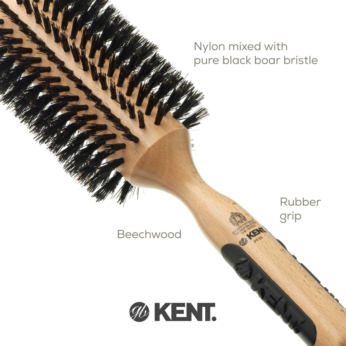 Kent Round Curling Hair Brush with Hard Natural Boar Bristles
