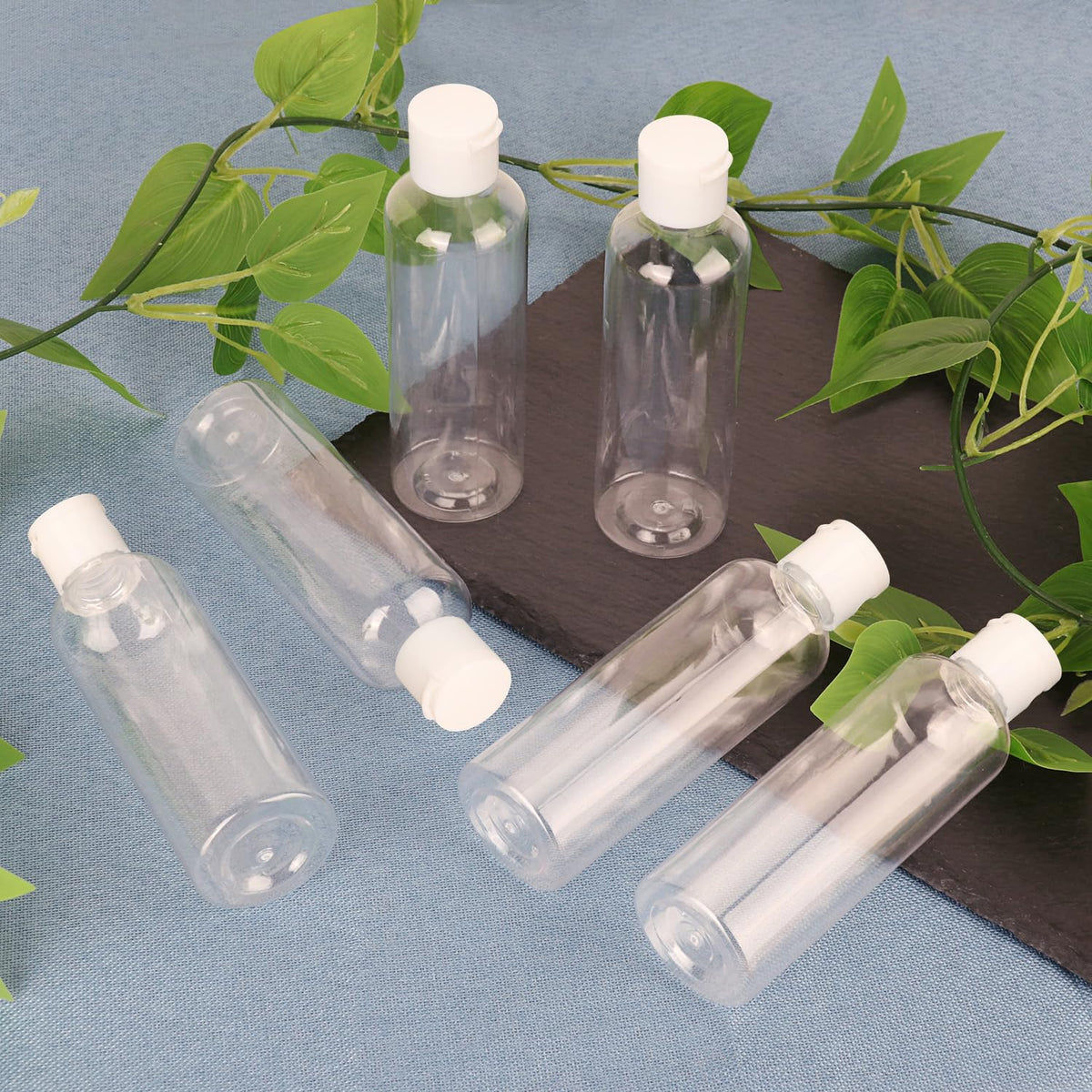 Clear Plastic Squeeze Bottles with Flip-Top Caps, Refillable BPA-Free