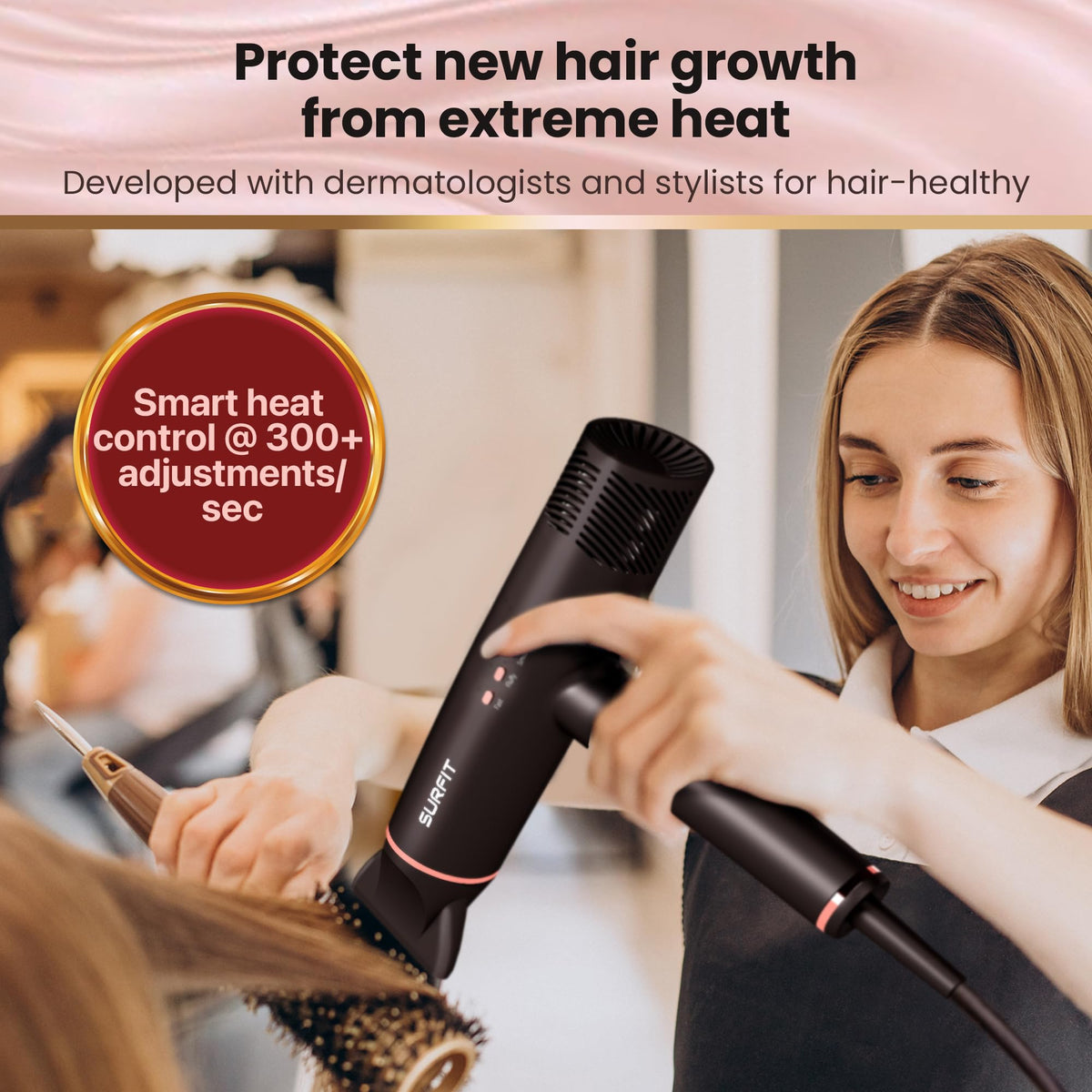 Surfit 110K RPM Ionic Hair Dryer with Diffuser, Foldable Travel Blow Dryer