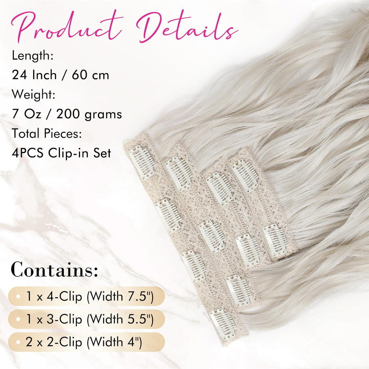 REECHO Clip-In Hair Extensions, 24-Inch Heat-Friendly Beach Waves