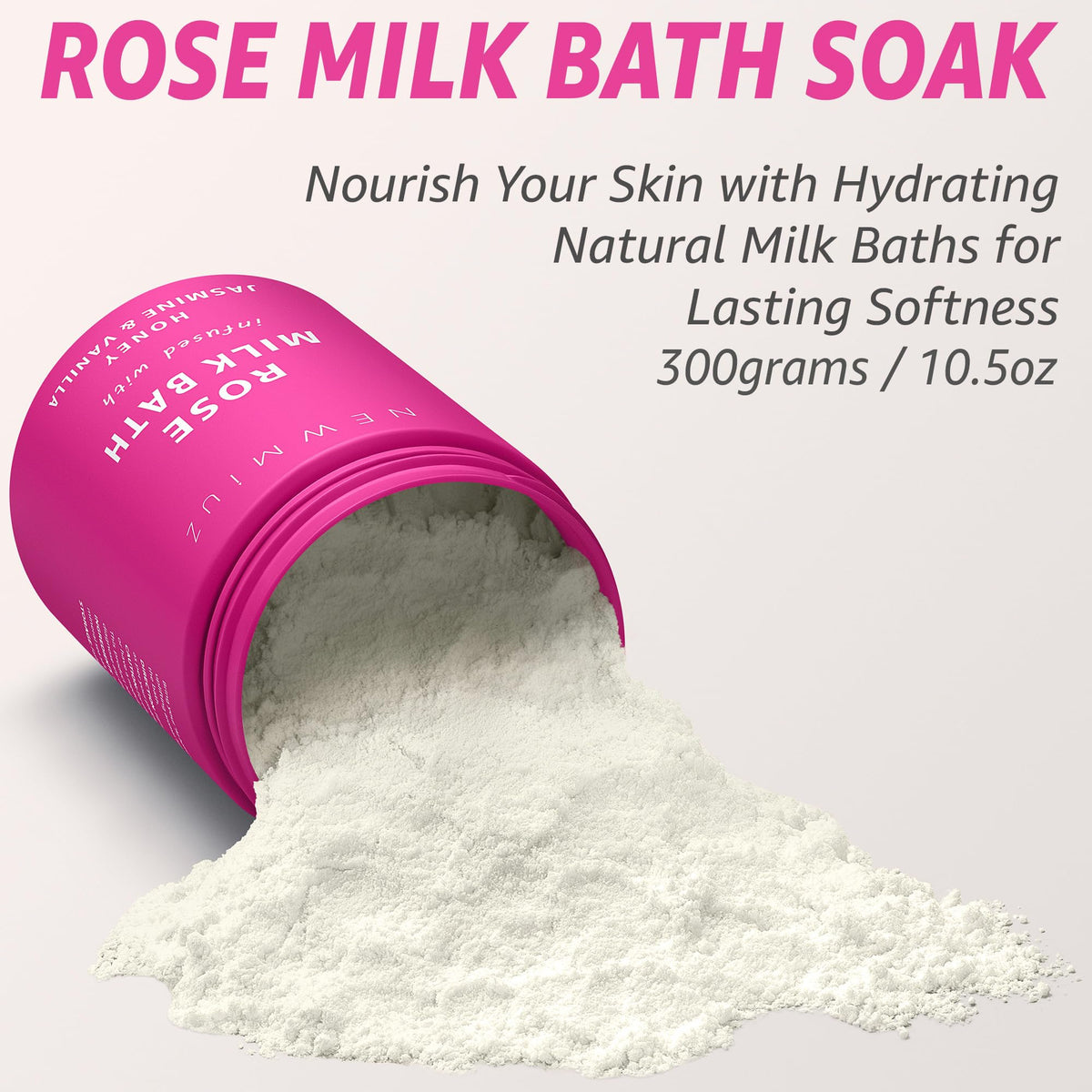 Calming Rose Coconut Milk Bath Soak with Jasmine, Vanilla & Honey