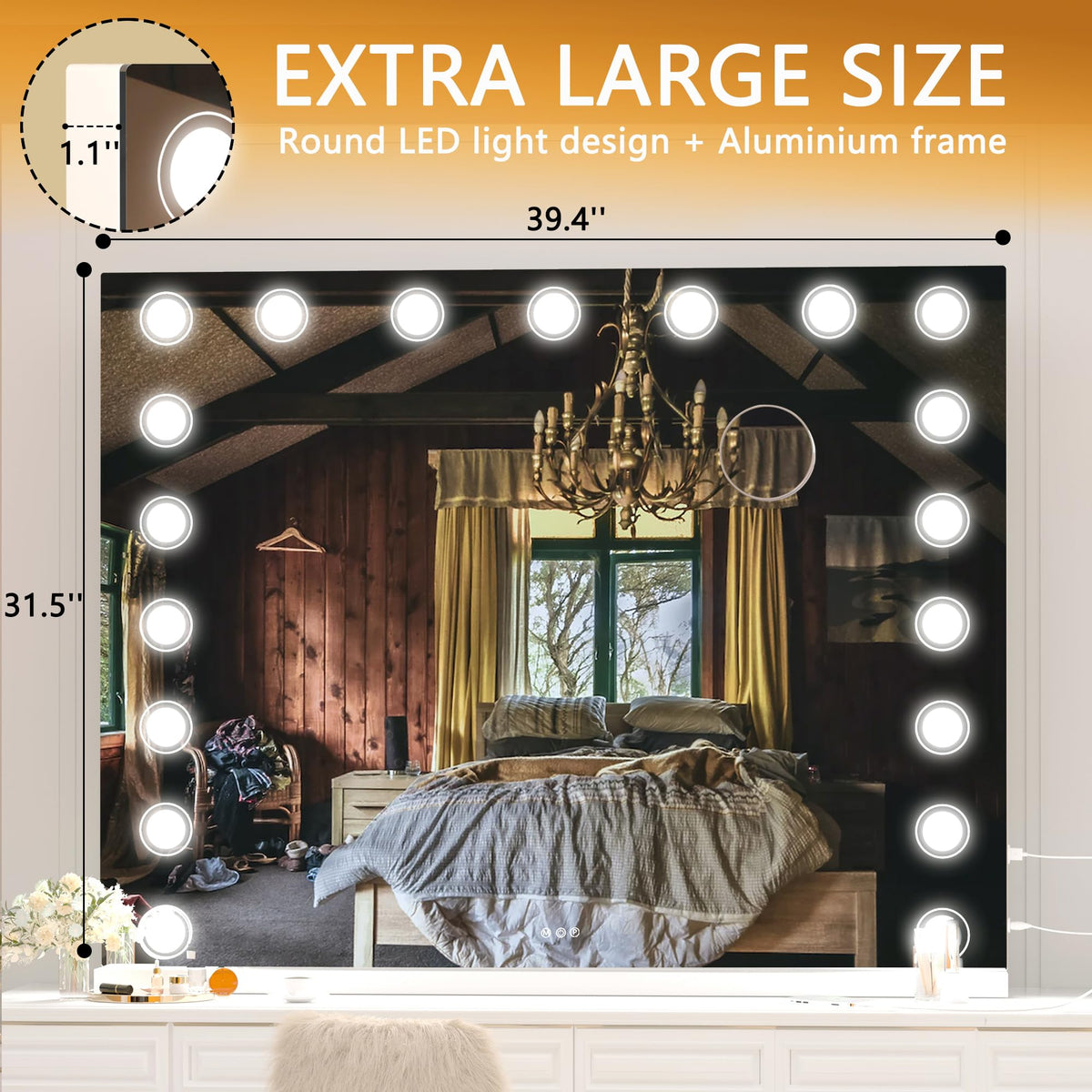 Hasipu Vanity Mirror with Lights, 10X Magnification, Touch Control