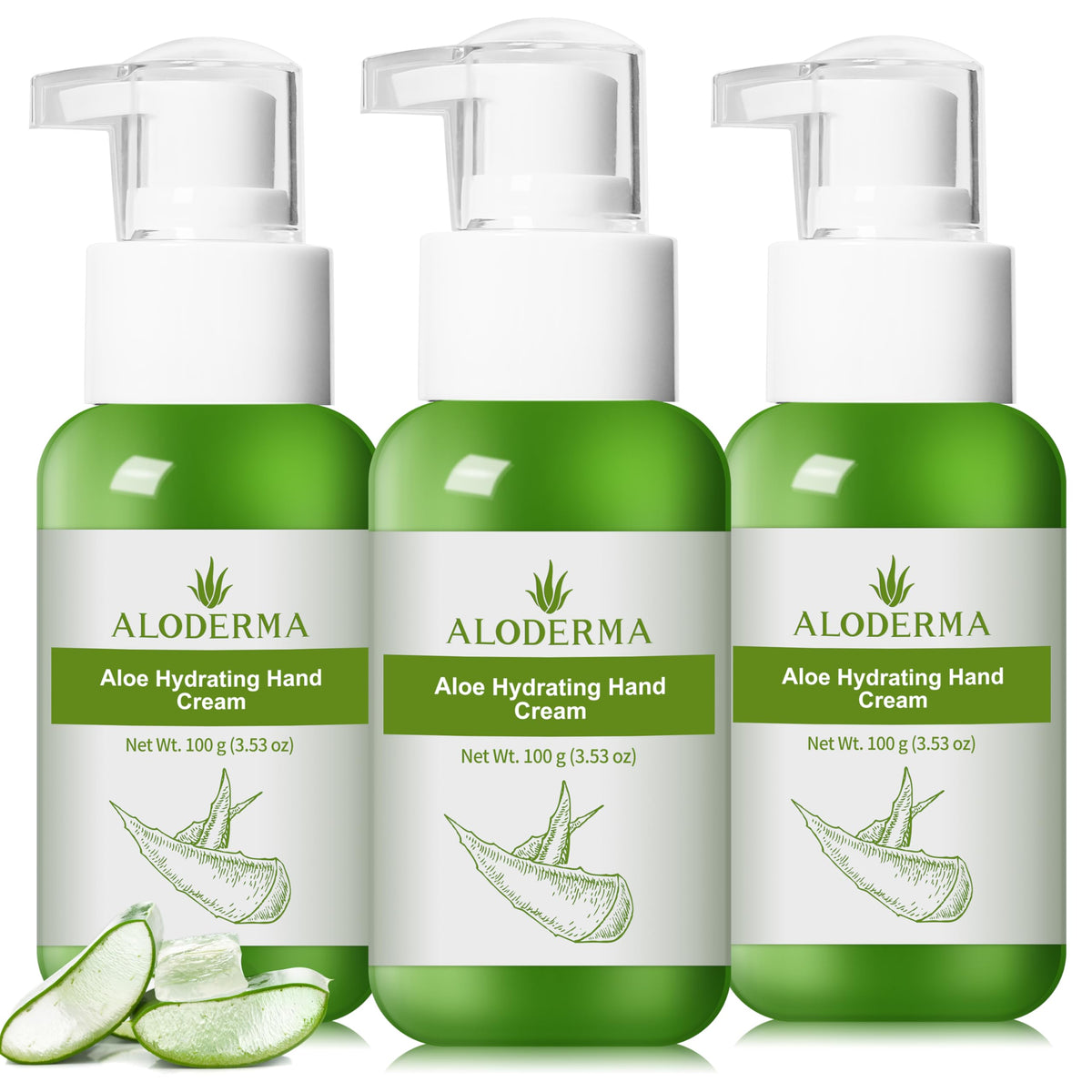 Aloderma Aloe Vera Hydrating Hand Cream, Non-Greasy Lotion, 3.5 Fl Oz