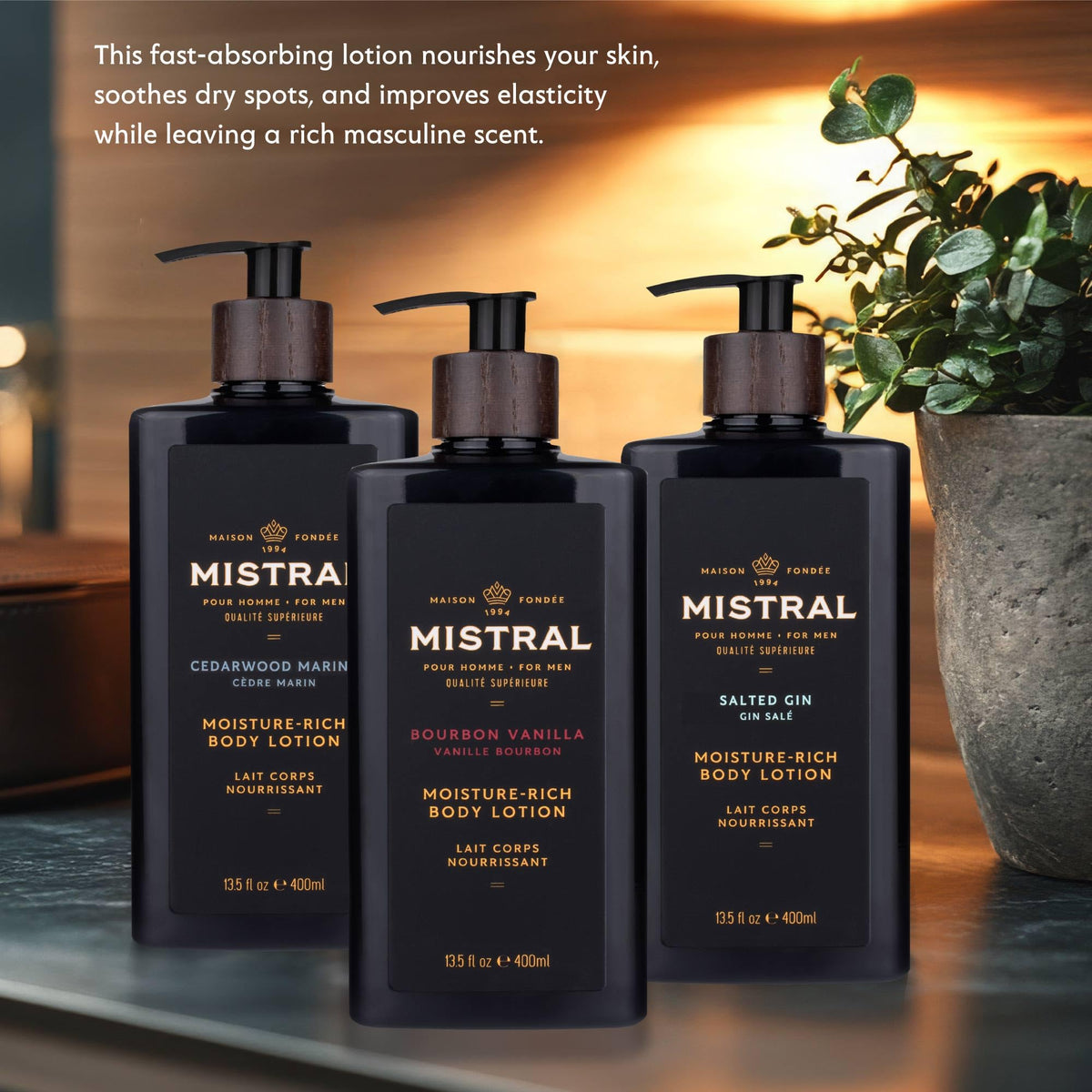 Mistral Men's Moisture-Rich Body Lotion with Shea Oil & Squalane