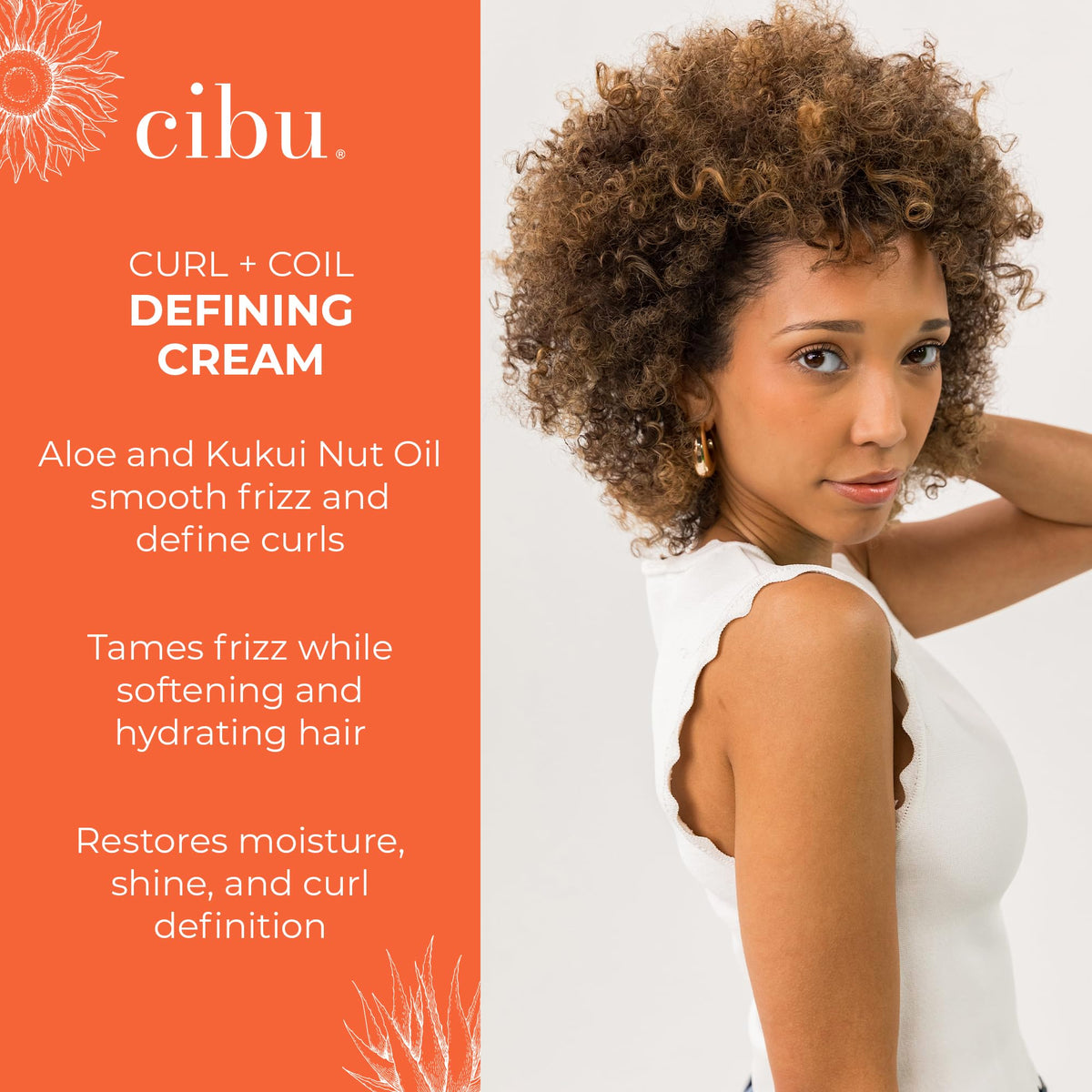 CIBU Curl + Coil Defining Cream for Textured Hair, 5.4 oz